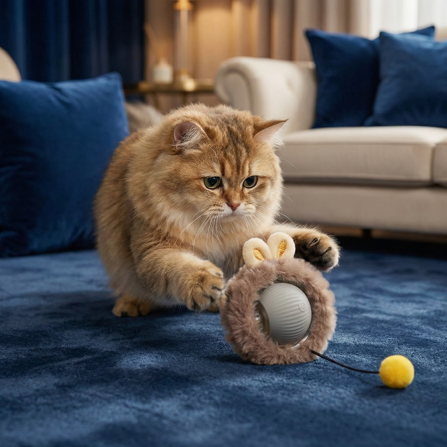 Interactive Play Ball with Fur for Cats