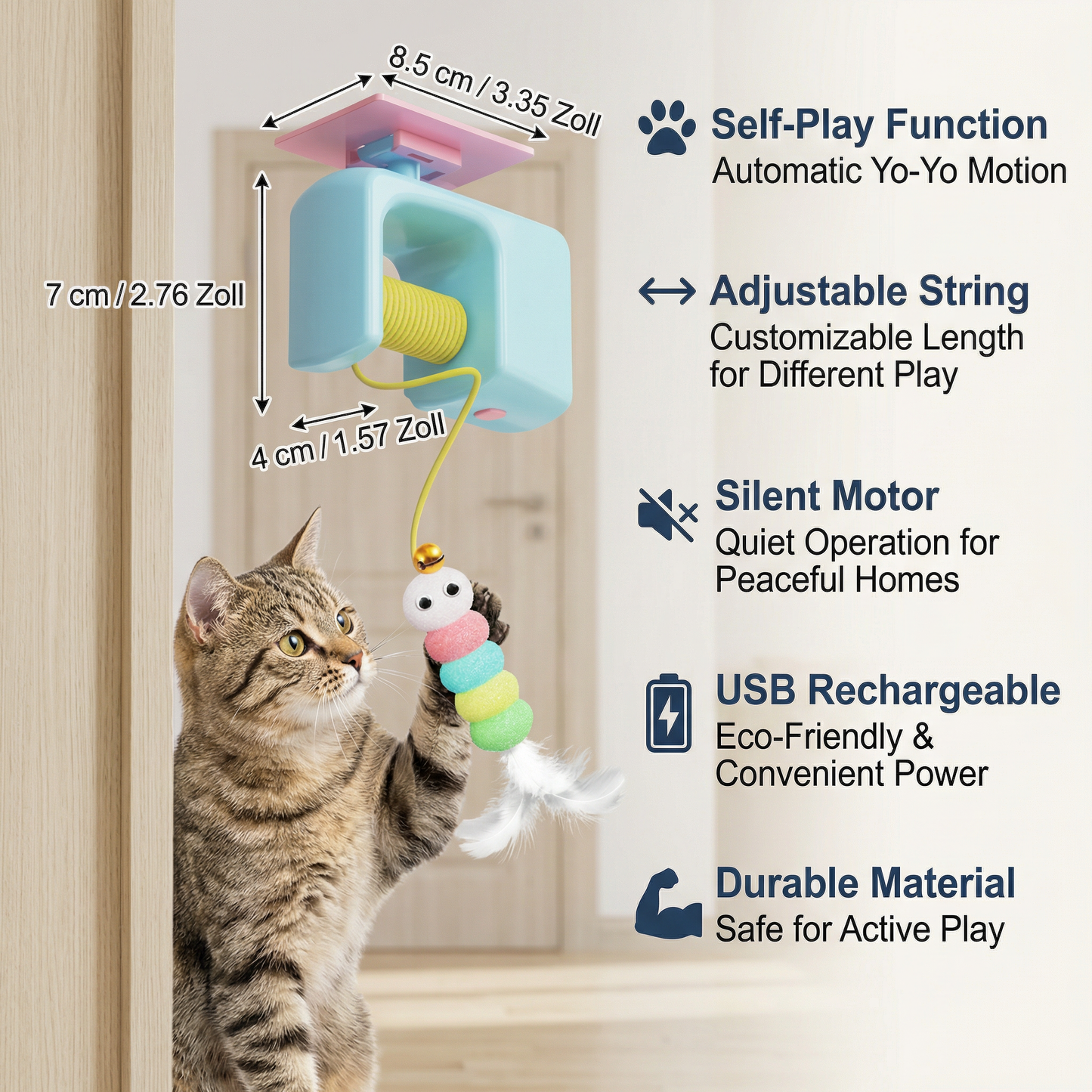 Interactive Door Yo-Yo Cat Toy with Self-Play Function
