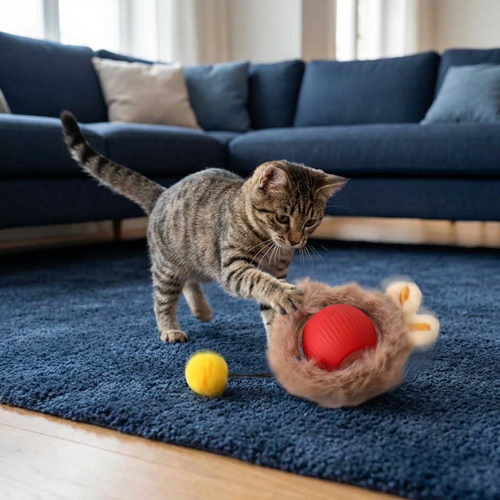 Interactive Ball with Tail for Cats