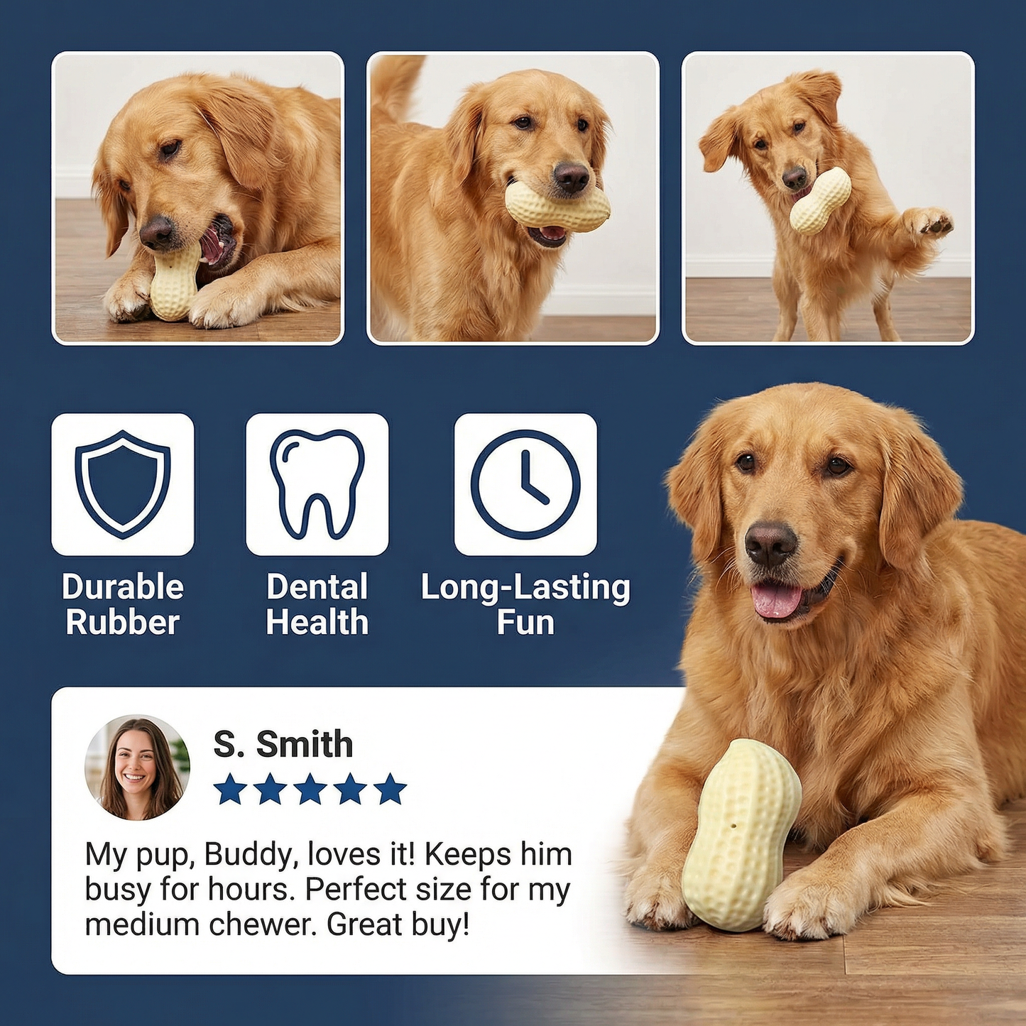 Durable Peanut Chew Toy for Dogs