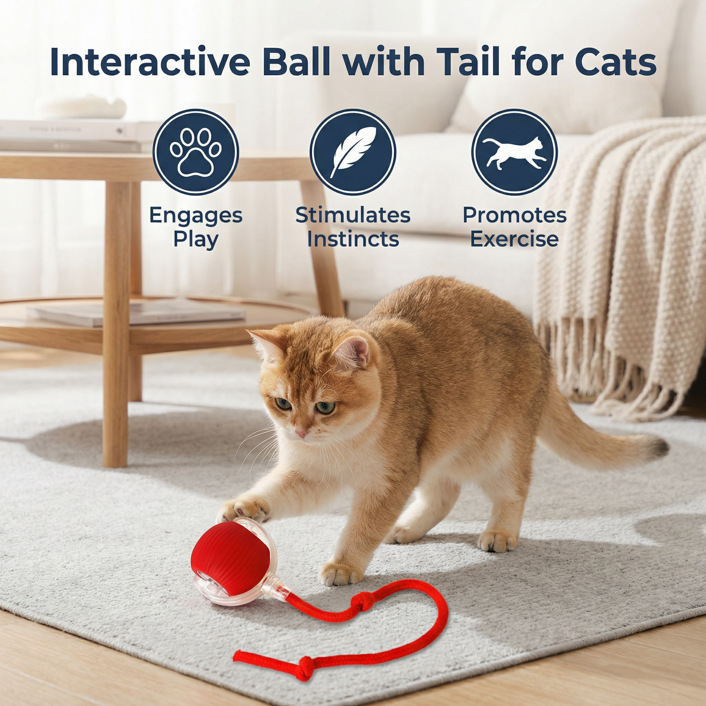 Interactive Ball with Tail for Cats