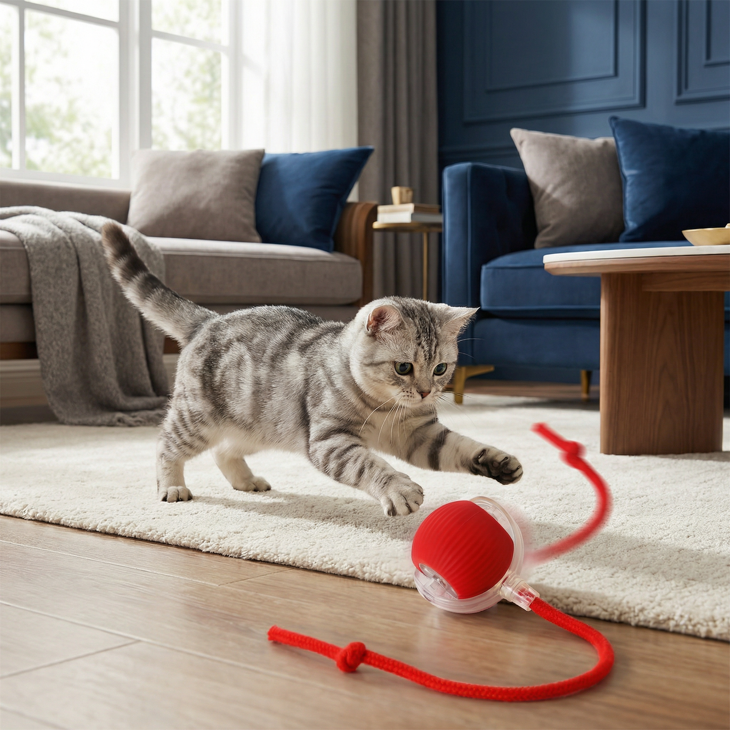 Interactive Ball with Tail for Cats