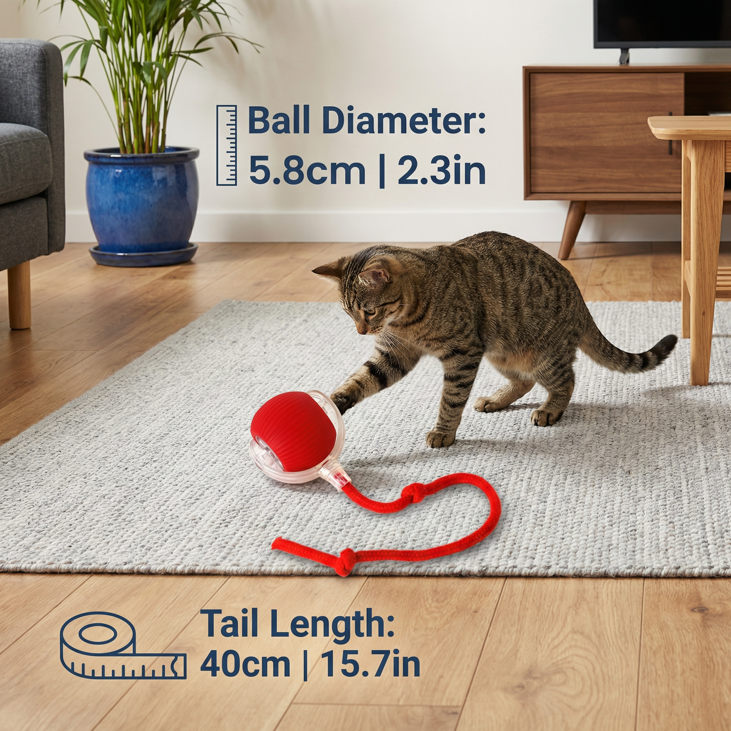 Interactive Ball with Tail for Cats